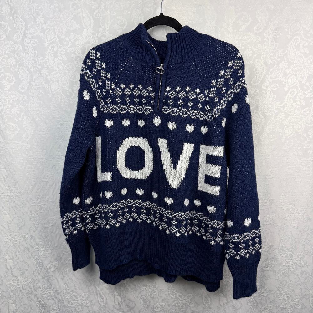 Aerie LOVE Fair Isle Half-Zip Sweater – Size Small